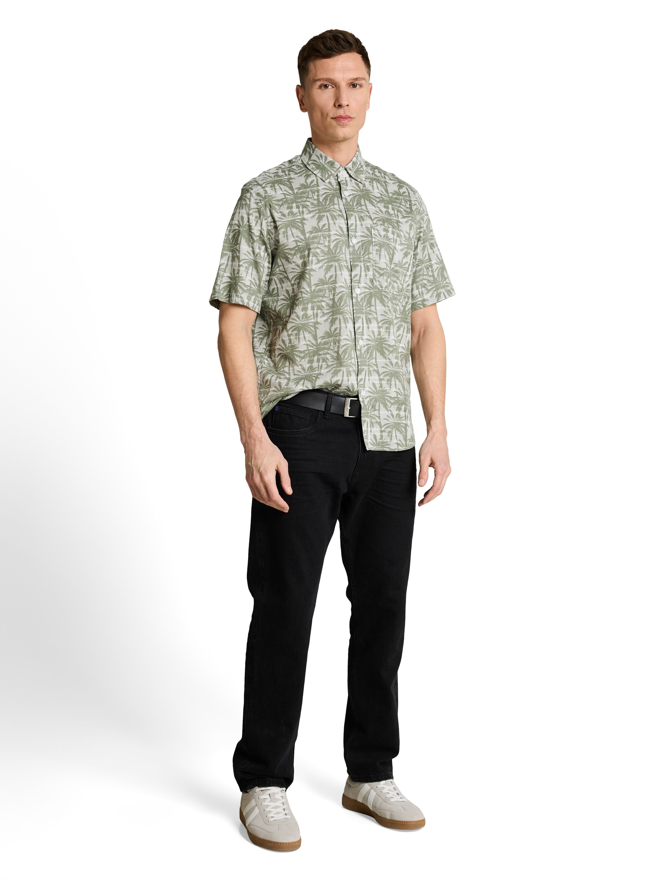 Relaxed Fit Kurzarmhemd mit Palmen-Print