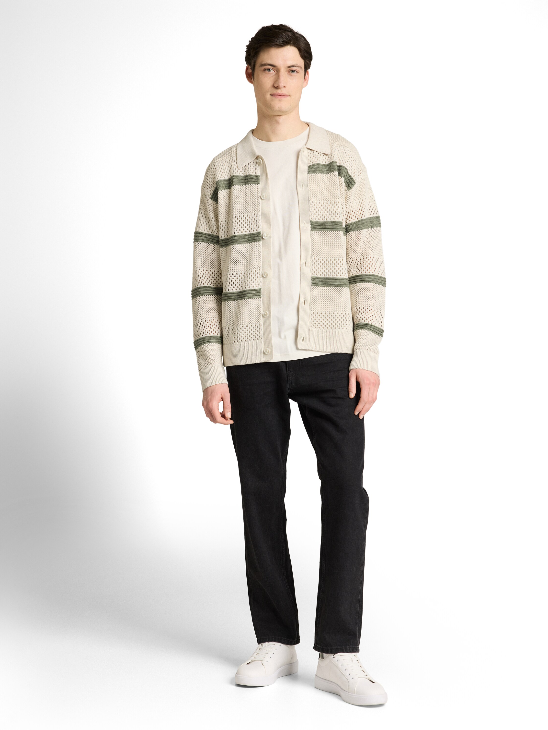 Relaxed Fit Strickjacke mit Lochmuster