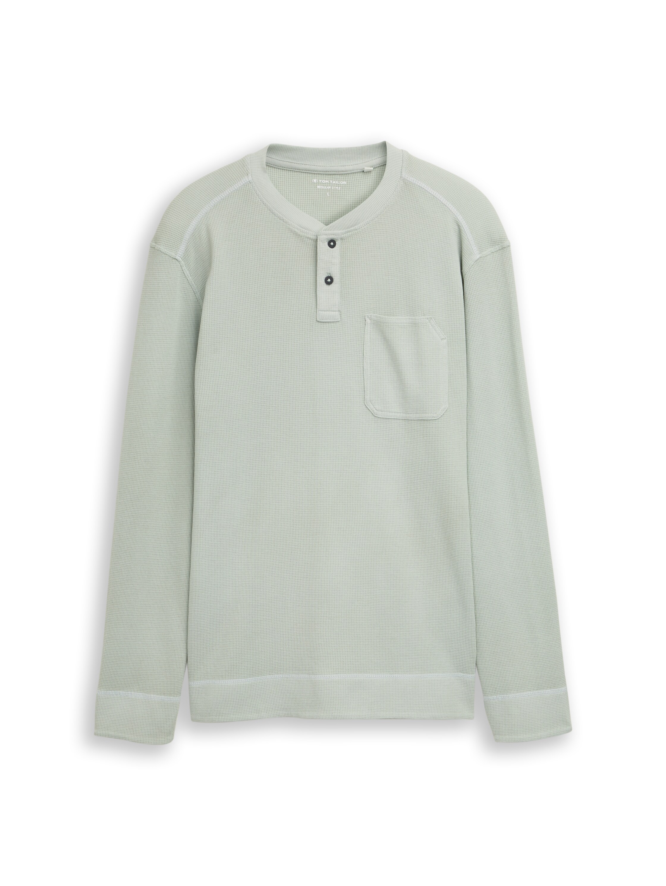 Henley Langarmshirt mit Waffelstruktur