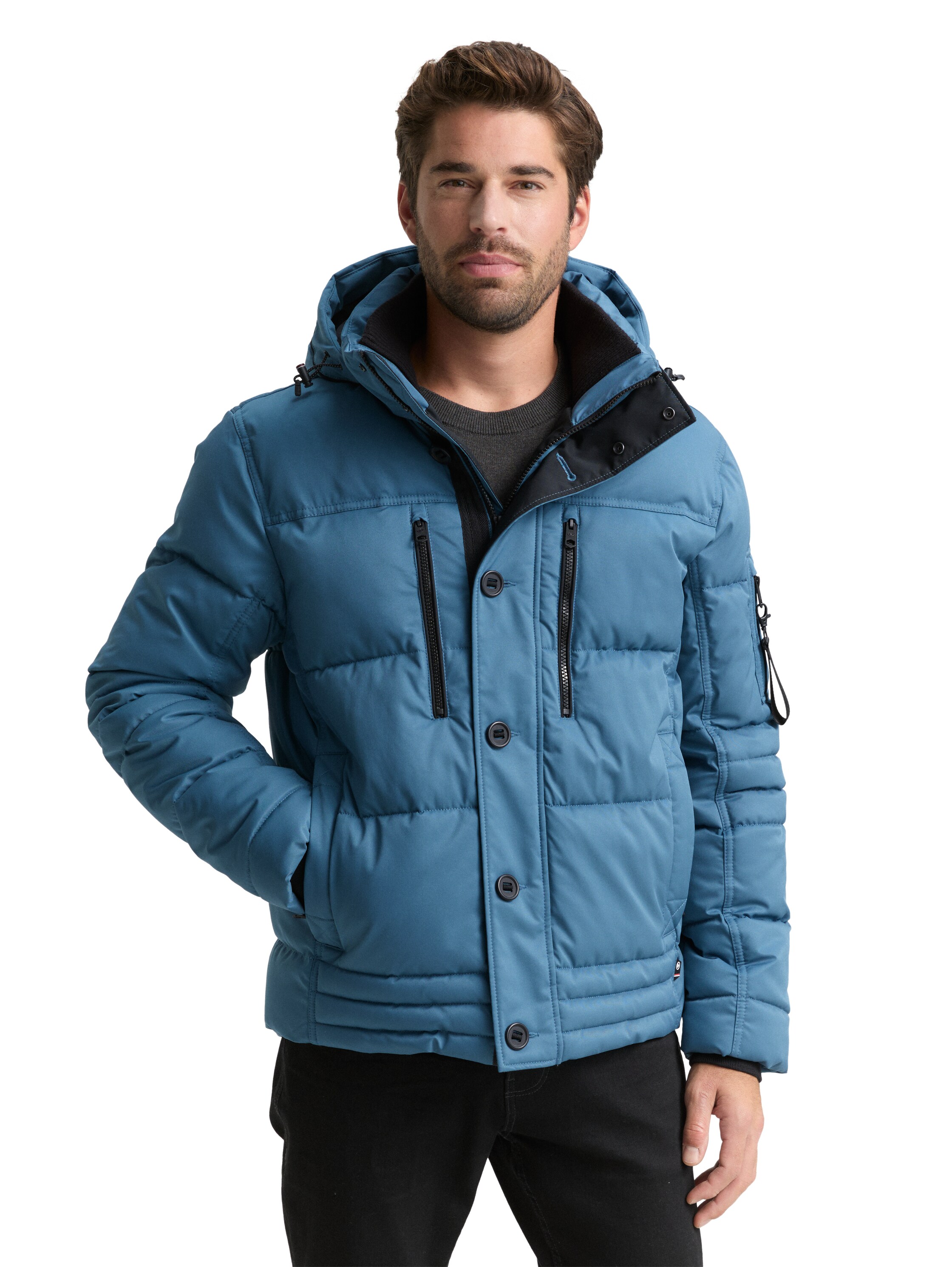 Puffer-Jacke mit abnehmbarer Kapuze