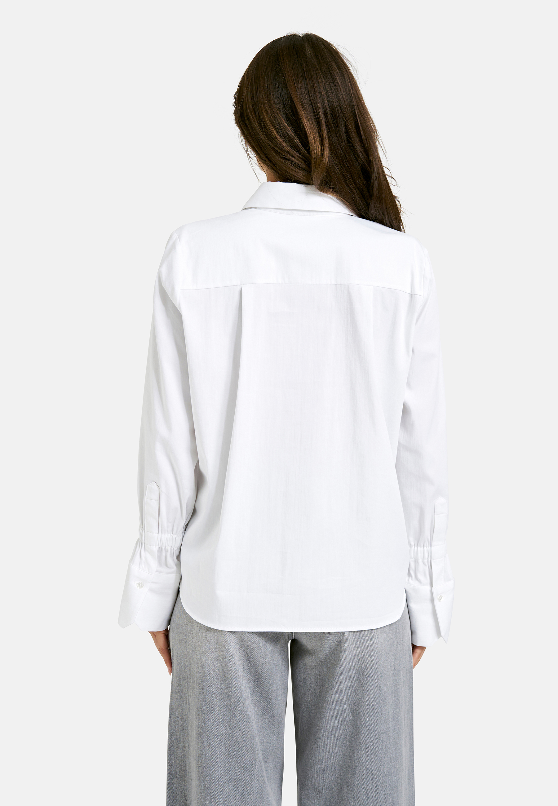 shirt blouse w/ elastic gathering above cuff 1/1 sleeve