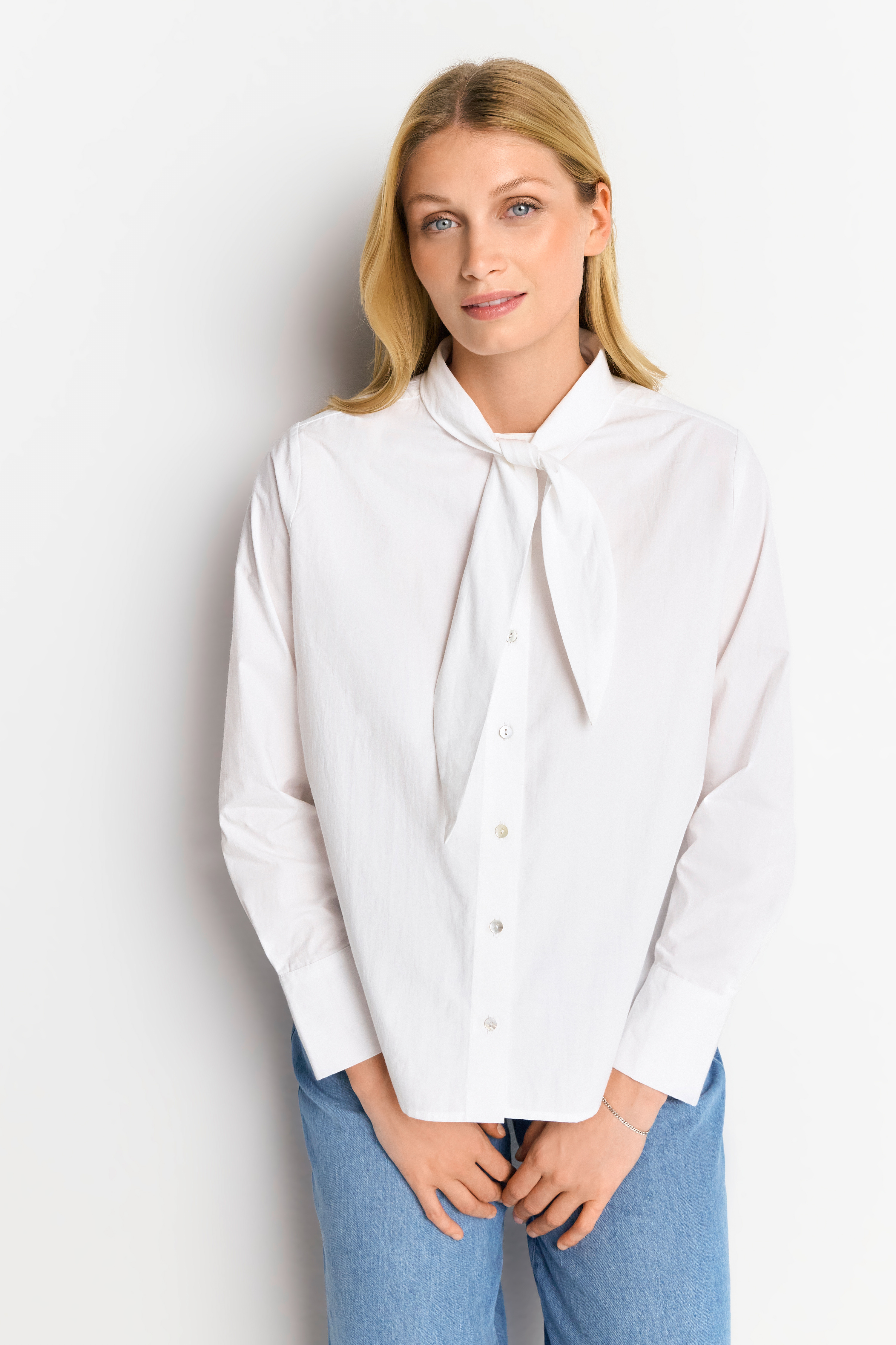 Cotton blouse with bow organic
