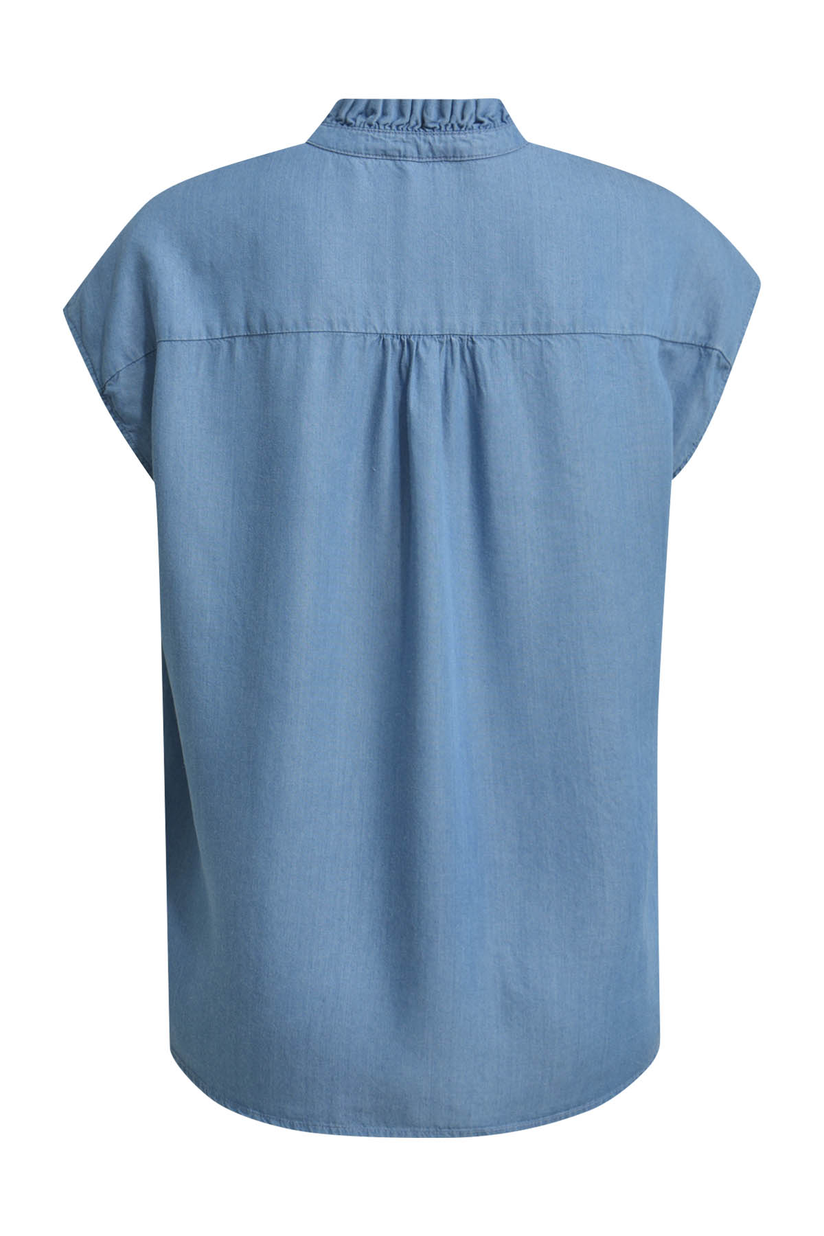 sleeveless blouse with ruffles