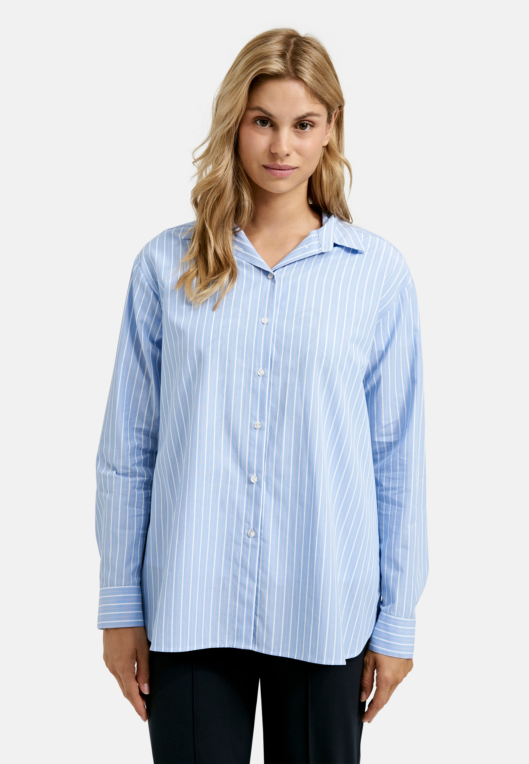oversized Blouse w collar + placket + 1/1 sleeve