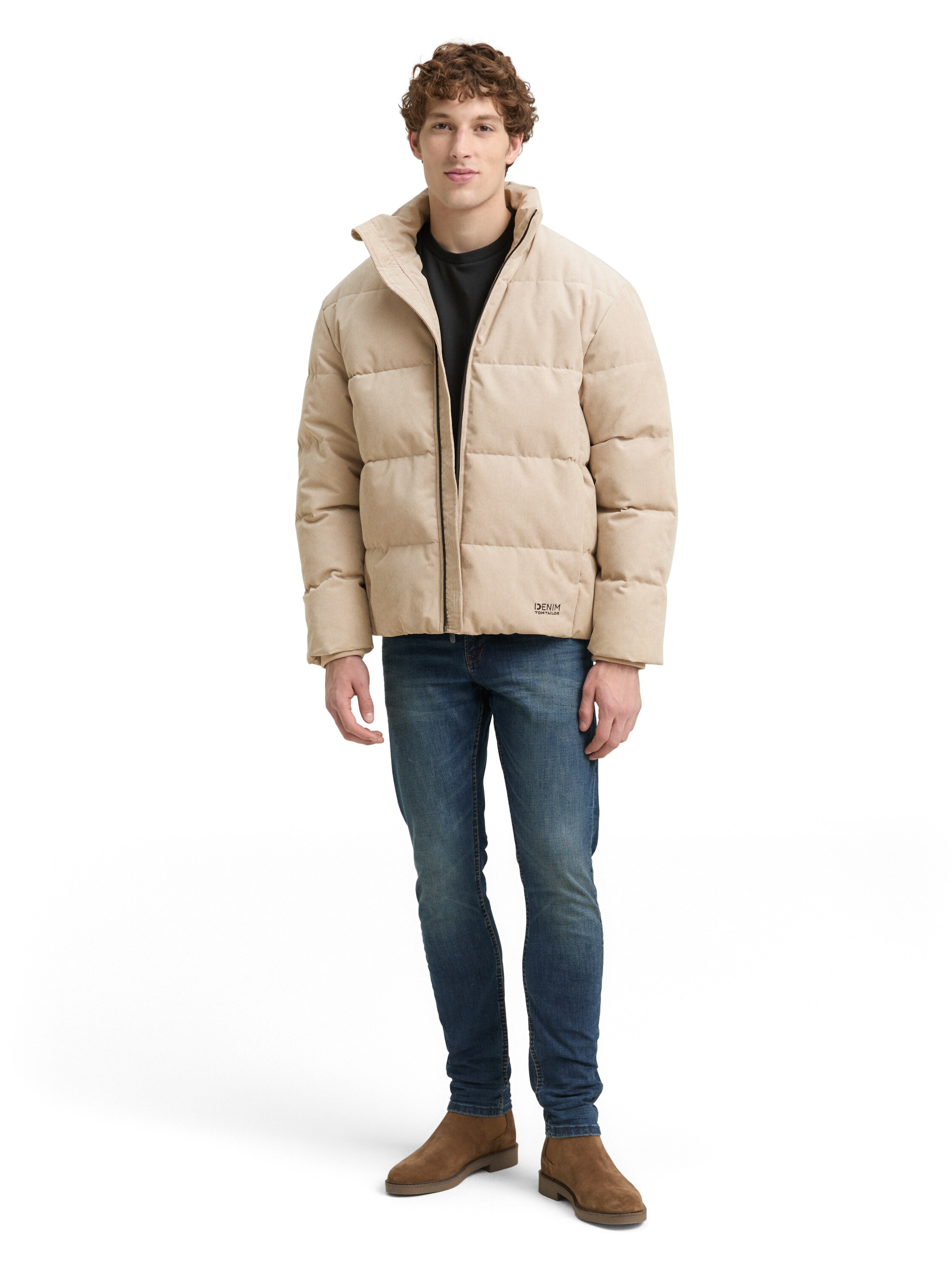 Cord Puffer-Jacke mit Stehkragen