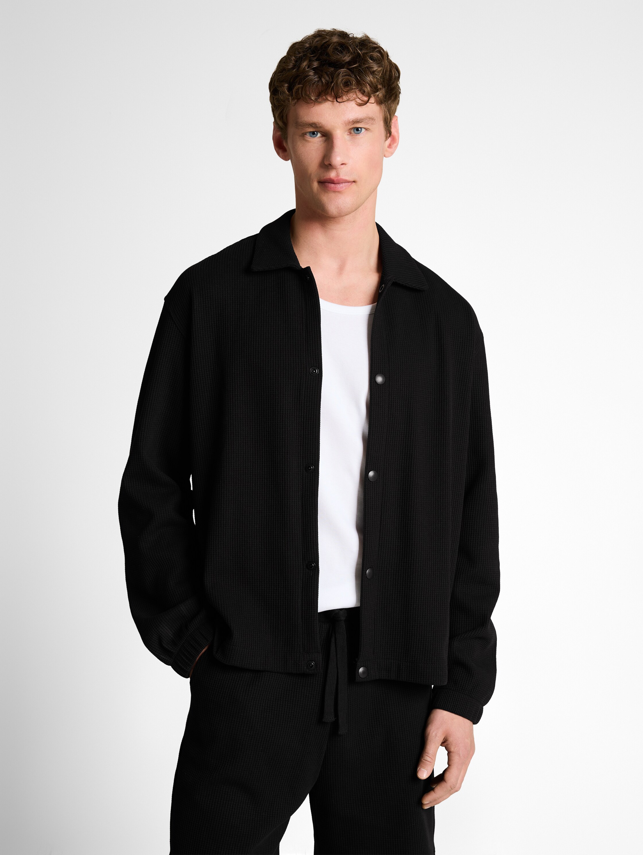 Relaxed Fit Overshirt mit Waffelstruktur