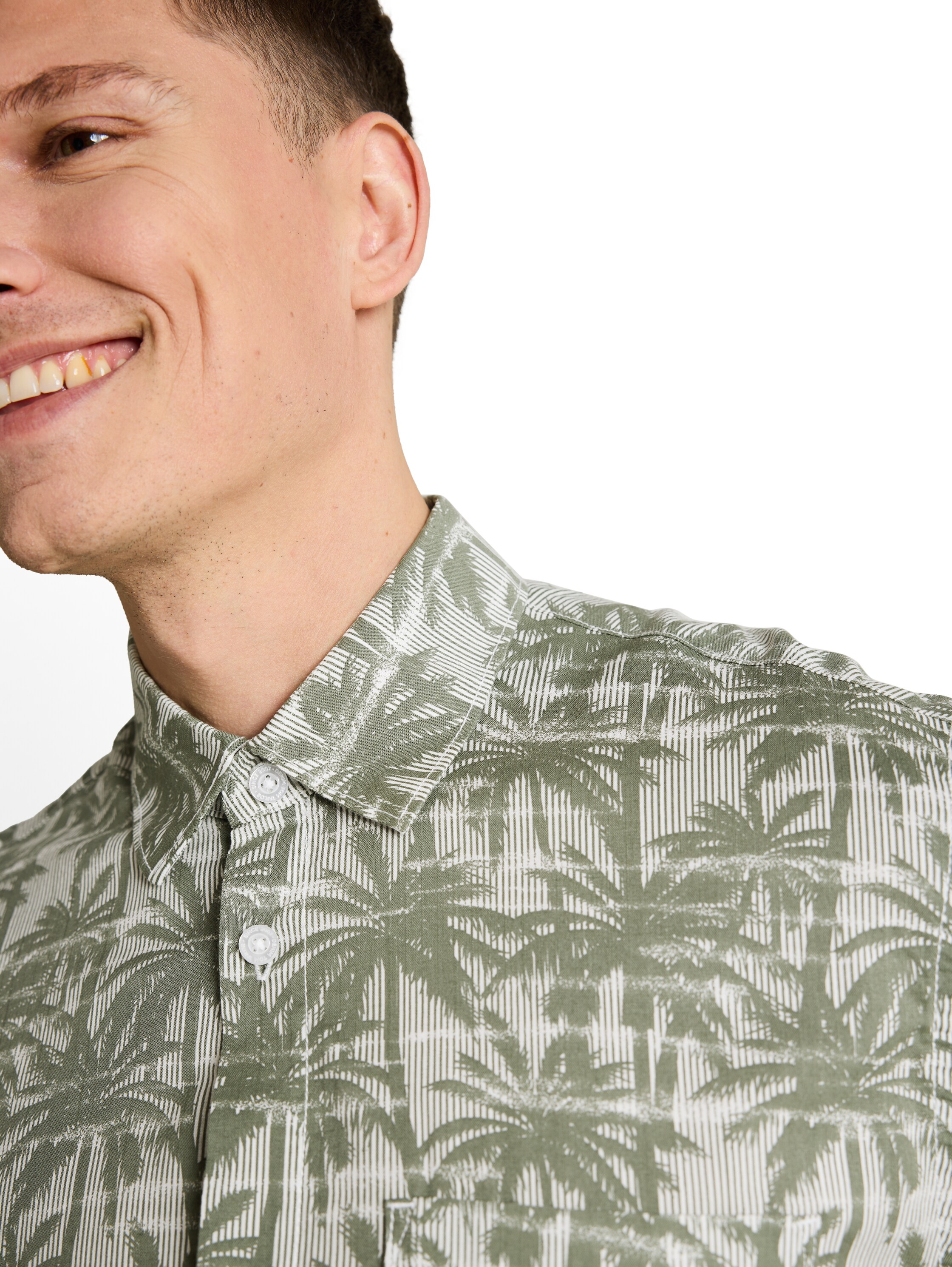 Relaxed Fit Kurzarmhemd mit Palmen-Print