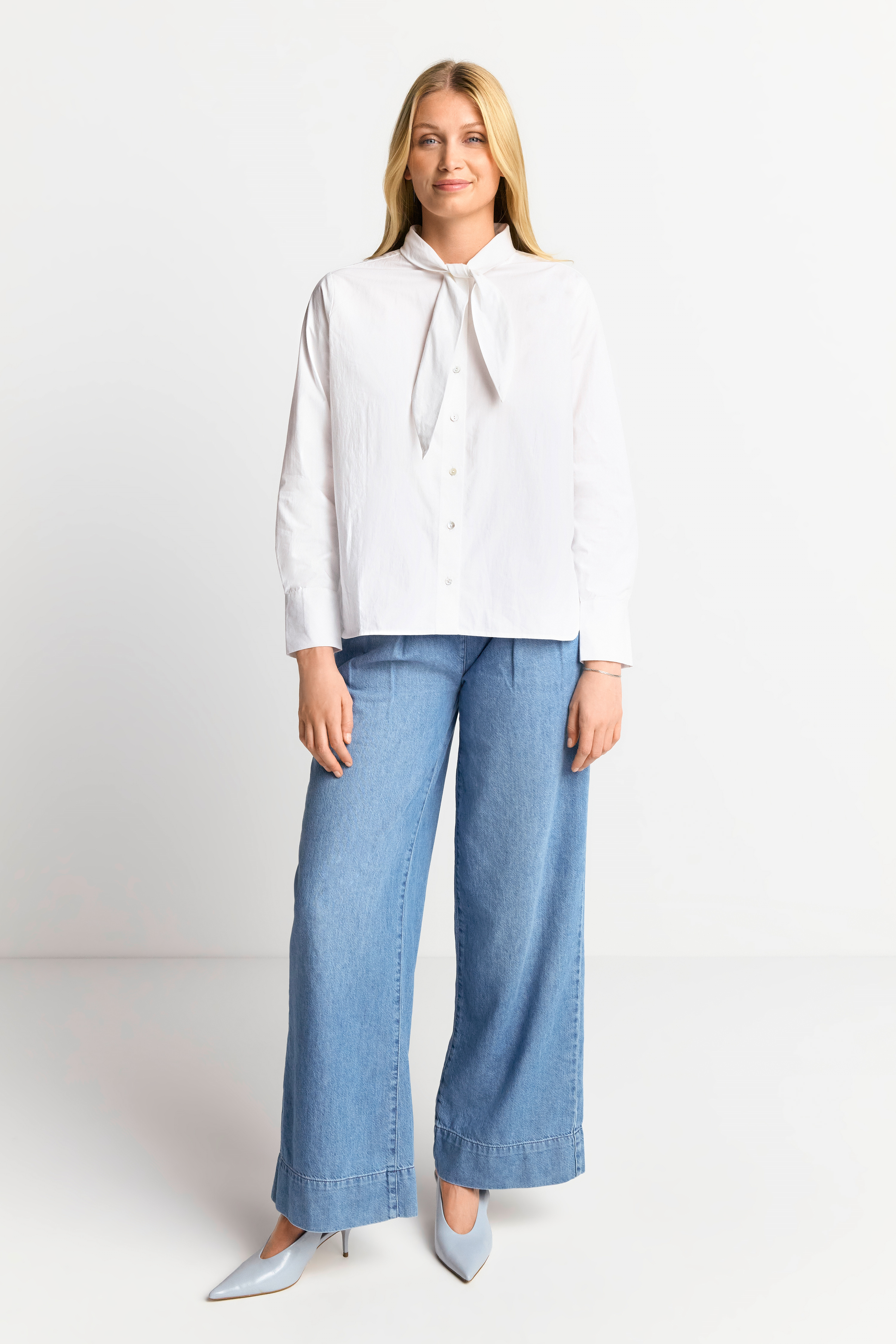 Cotton blouse with bow organic