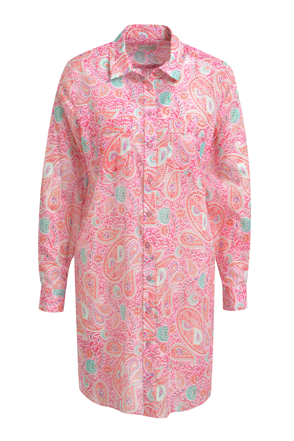 long shirtblouse w chestpocket, 1/1 sleeve