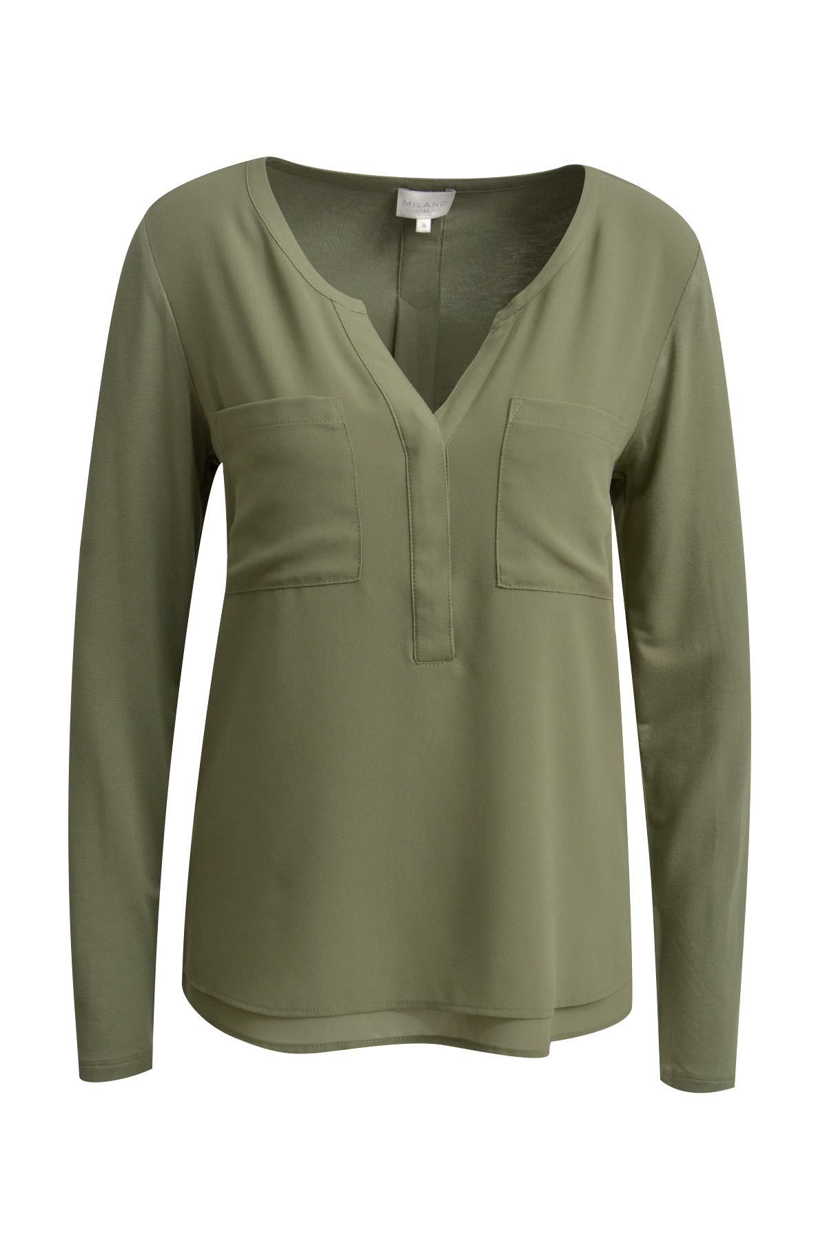 Jersey Blouse with woven front and chestpockets
