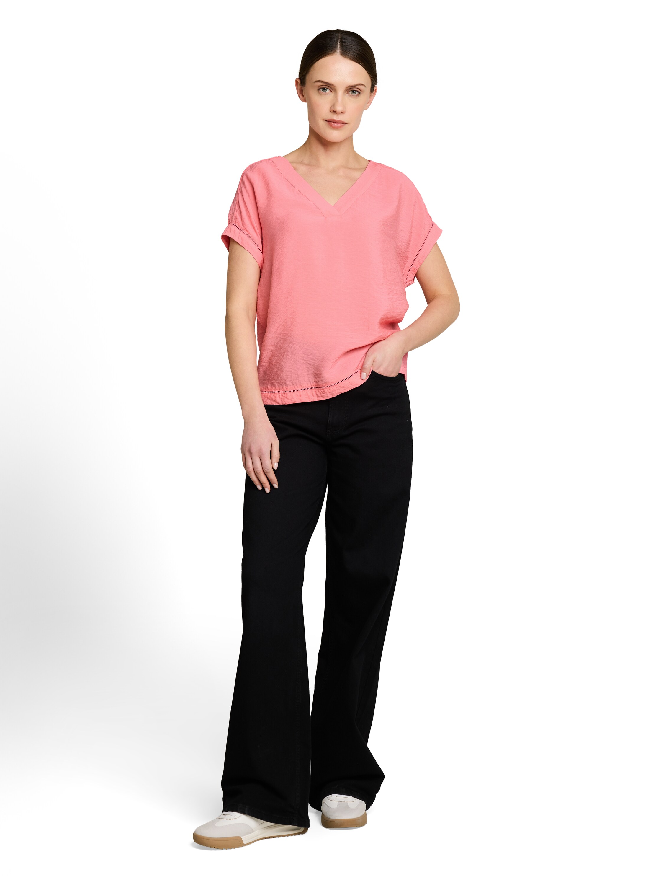 Loose Fit Bluse mit V-Ausschnitt