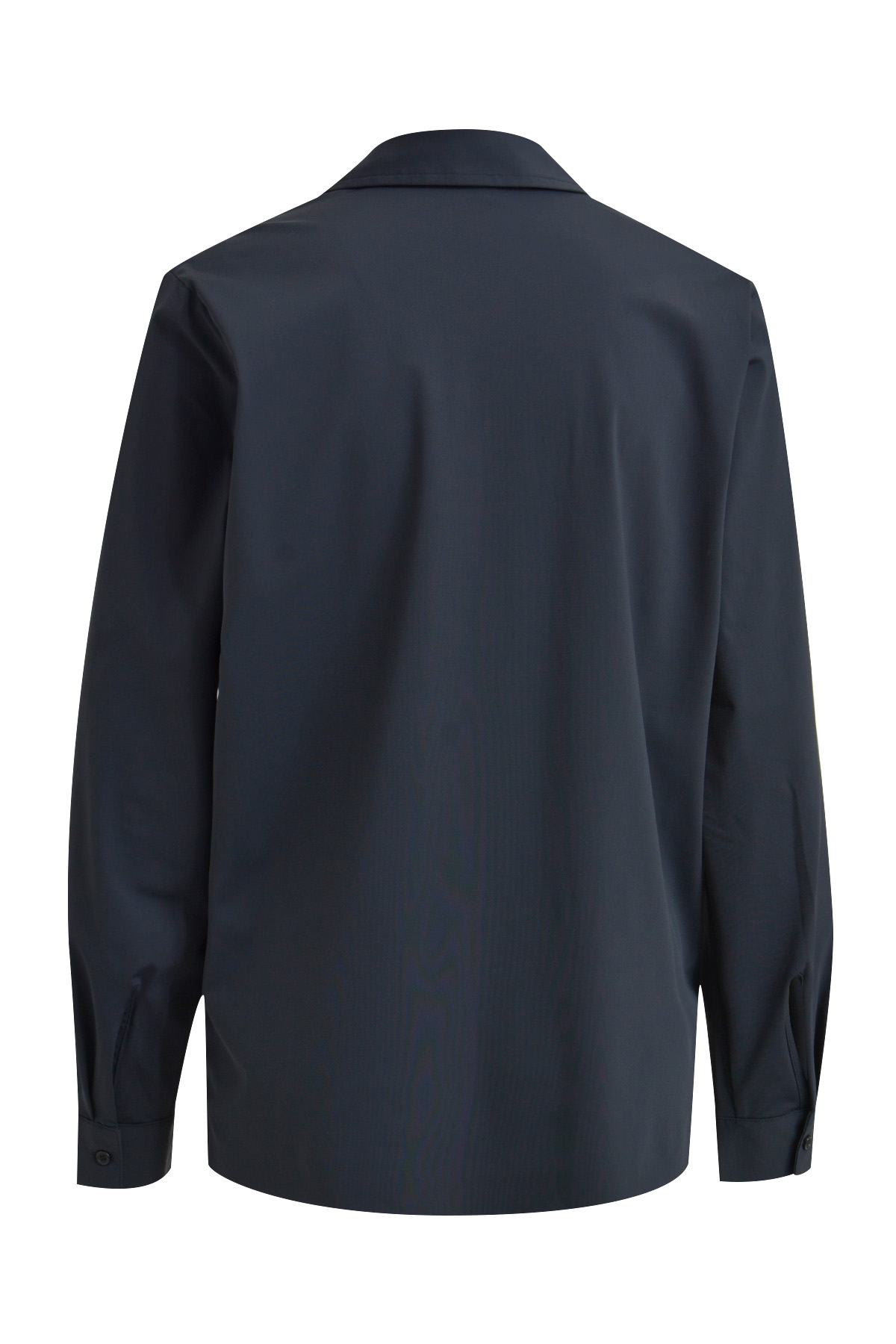 Blouse w collar, half placket + pleat, 1/1 sleeves