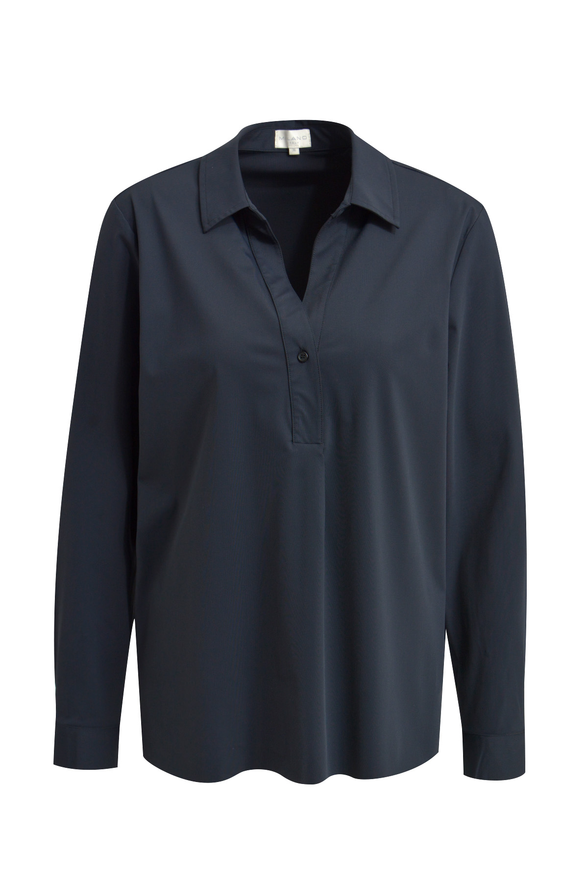 Blouse w collar, half placket + pleat, 1/1 sleeves