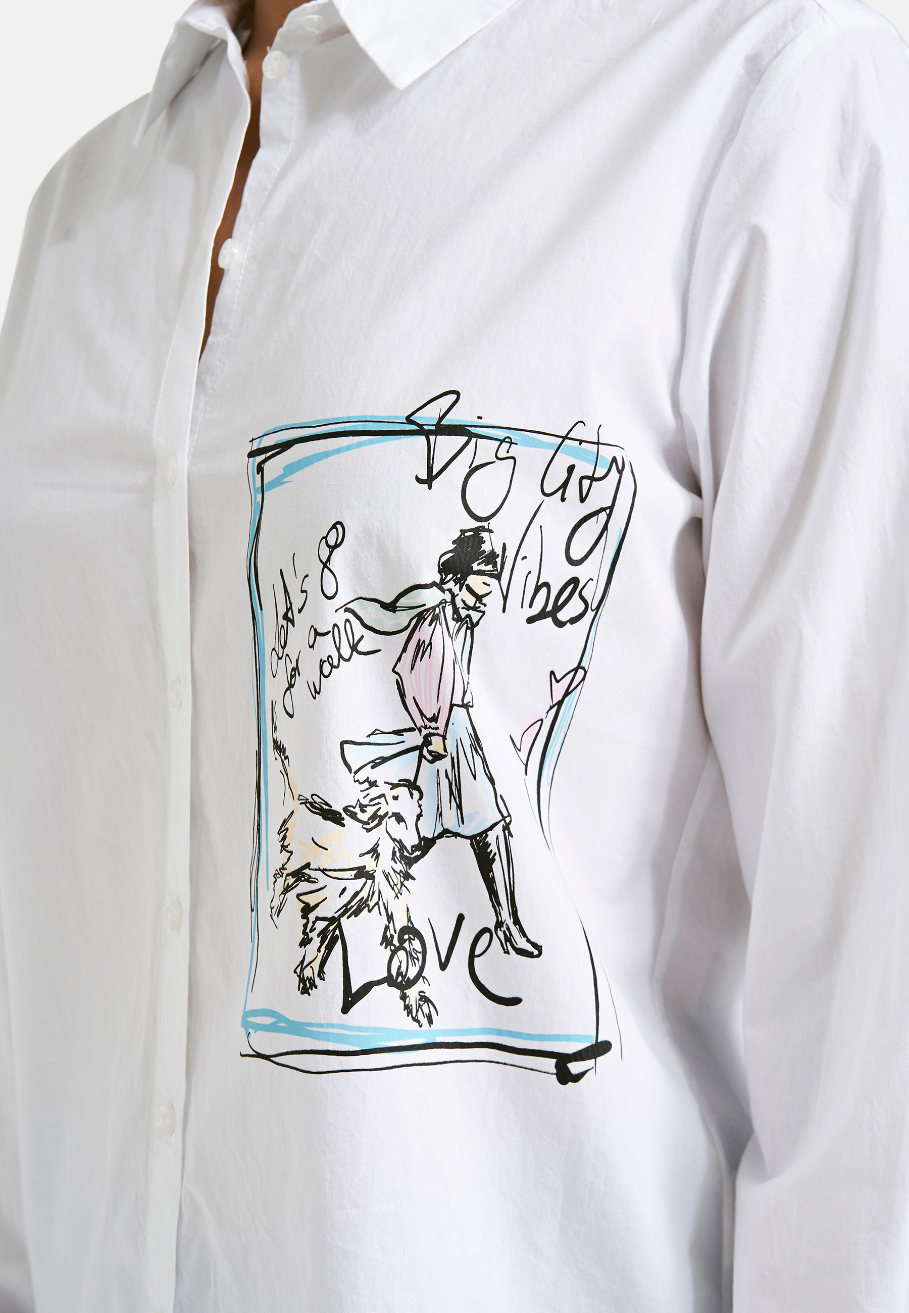 shirt blouse w/ front print 1/1 sleeve