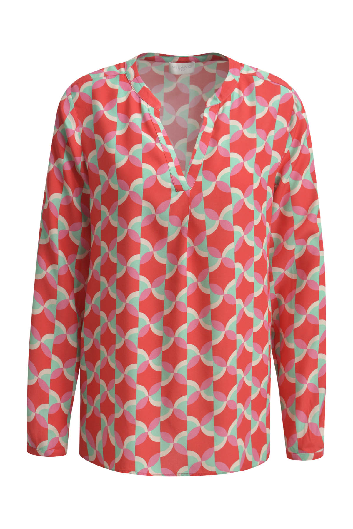 V-Neck Blouse, pleat at cf and 1/1 sleeves