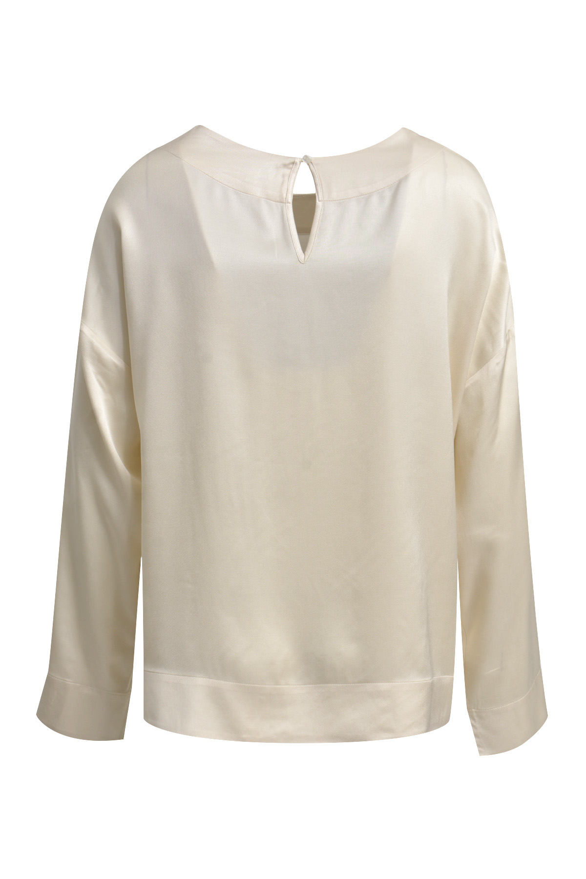 Blouse w roundneck, oversized shoulders and 1/1 sleeves