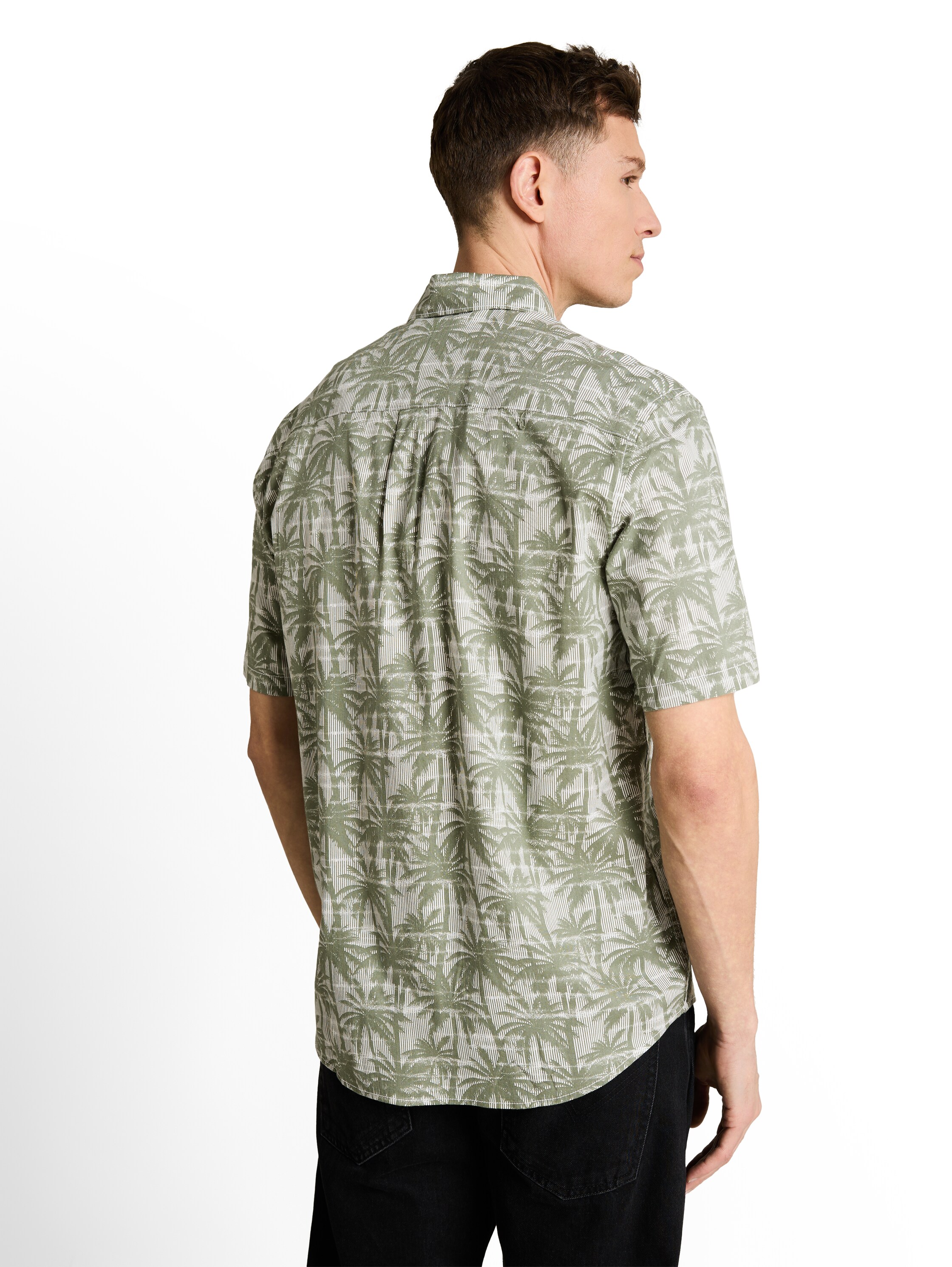 Relaxed Fit Kurzarmhemd mit Palmen-Print