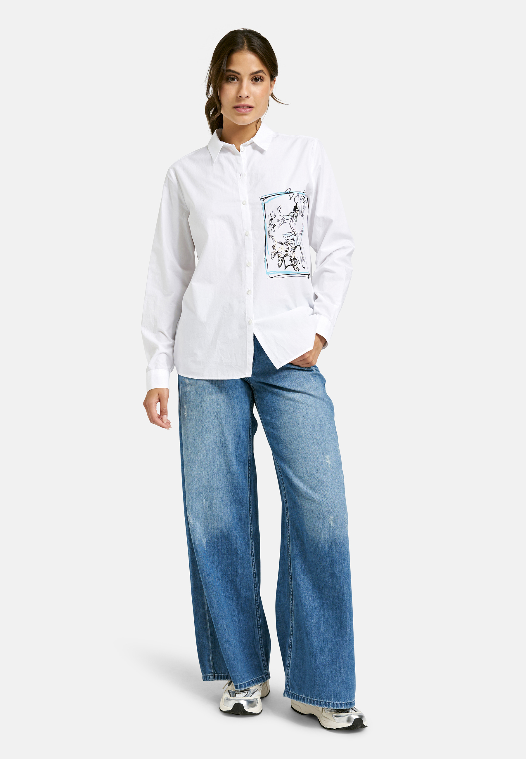shirt blouse w/ front print 1/1 sleeve