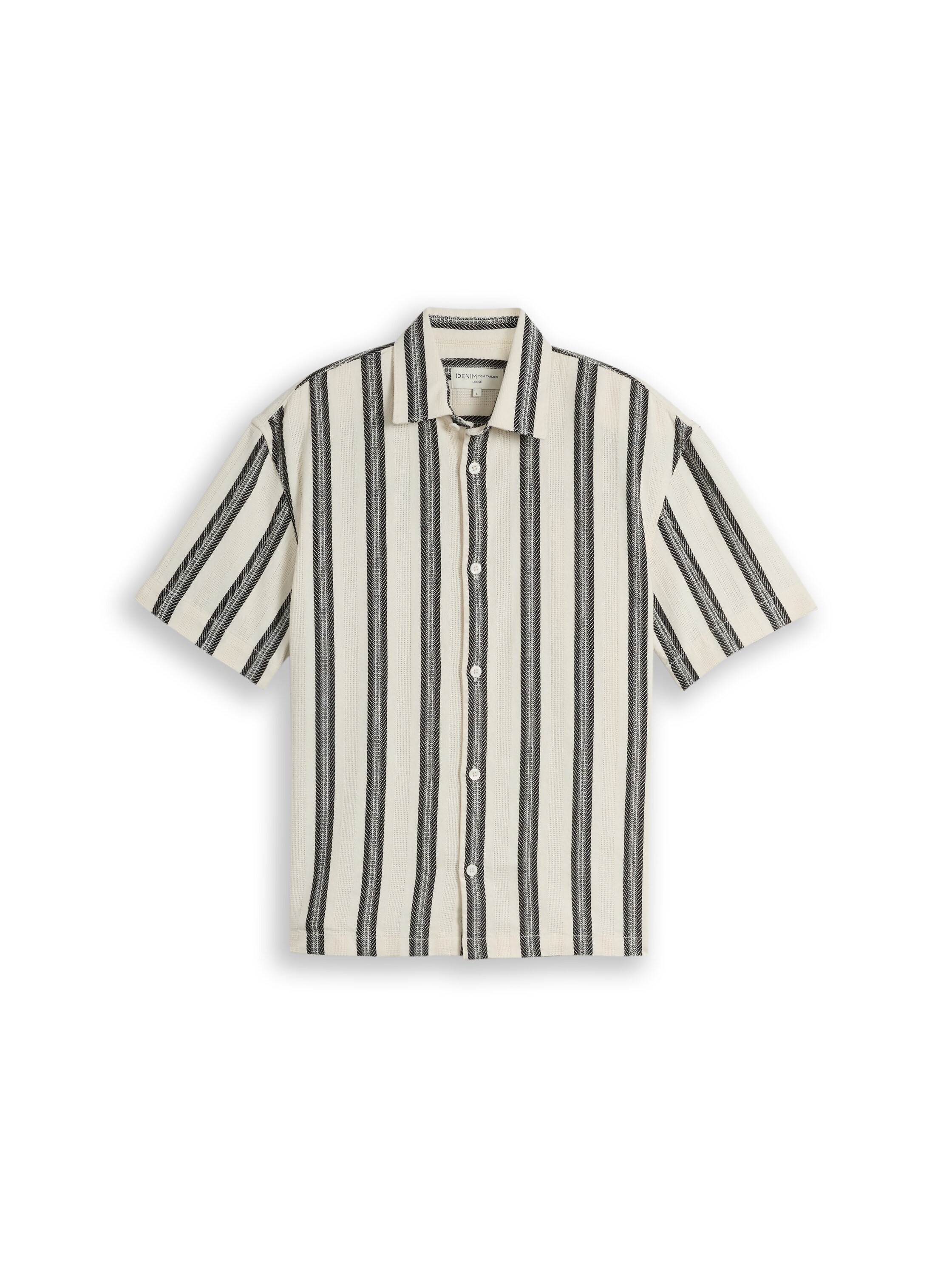 Loose Fit Kurzarmhemd mit Streifenmuster