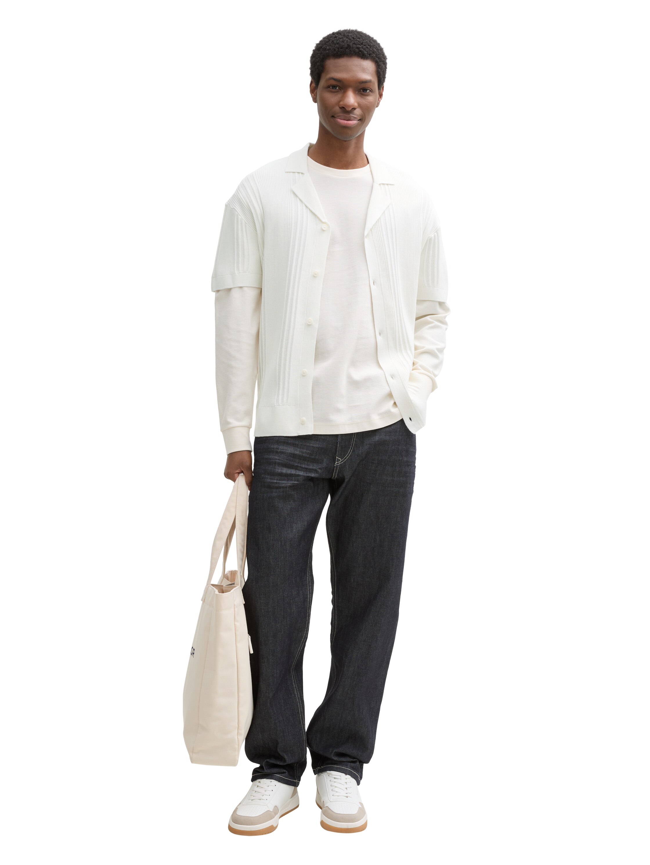 Relaxed Fit Strickhemd im Polo-Look