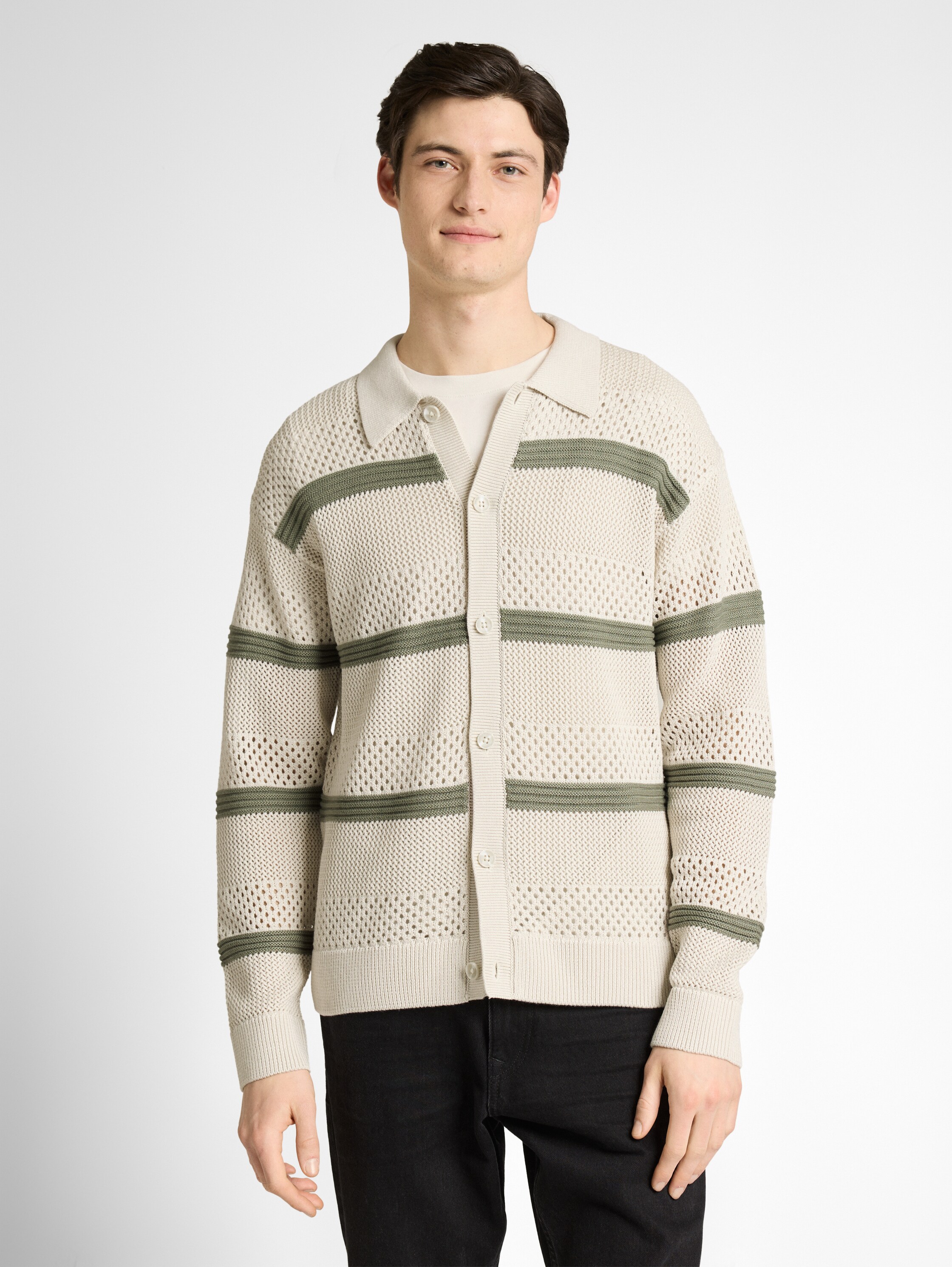 Relaxed Fit Strickjacke mit Lochmuster