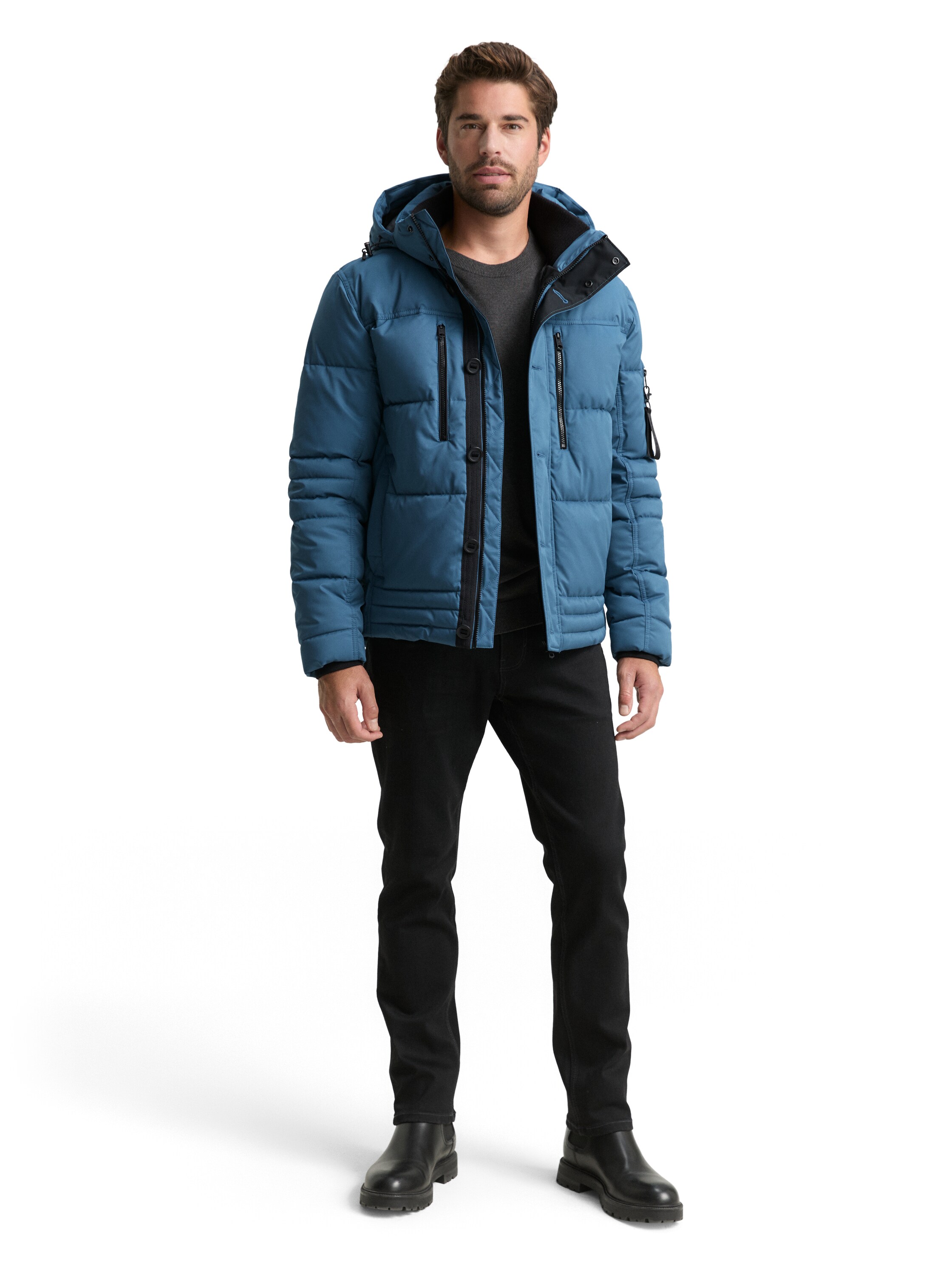 Puffer-Jacke mit abnehmbarer Kapuze