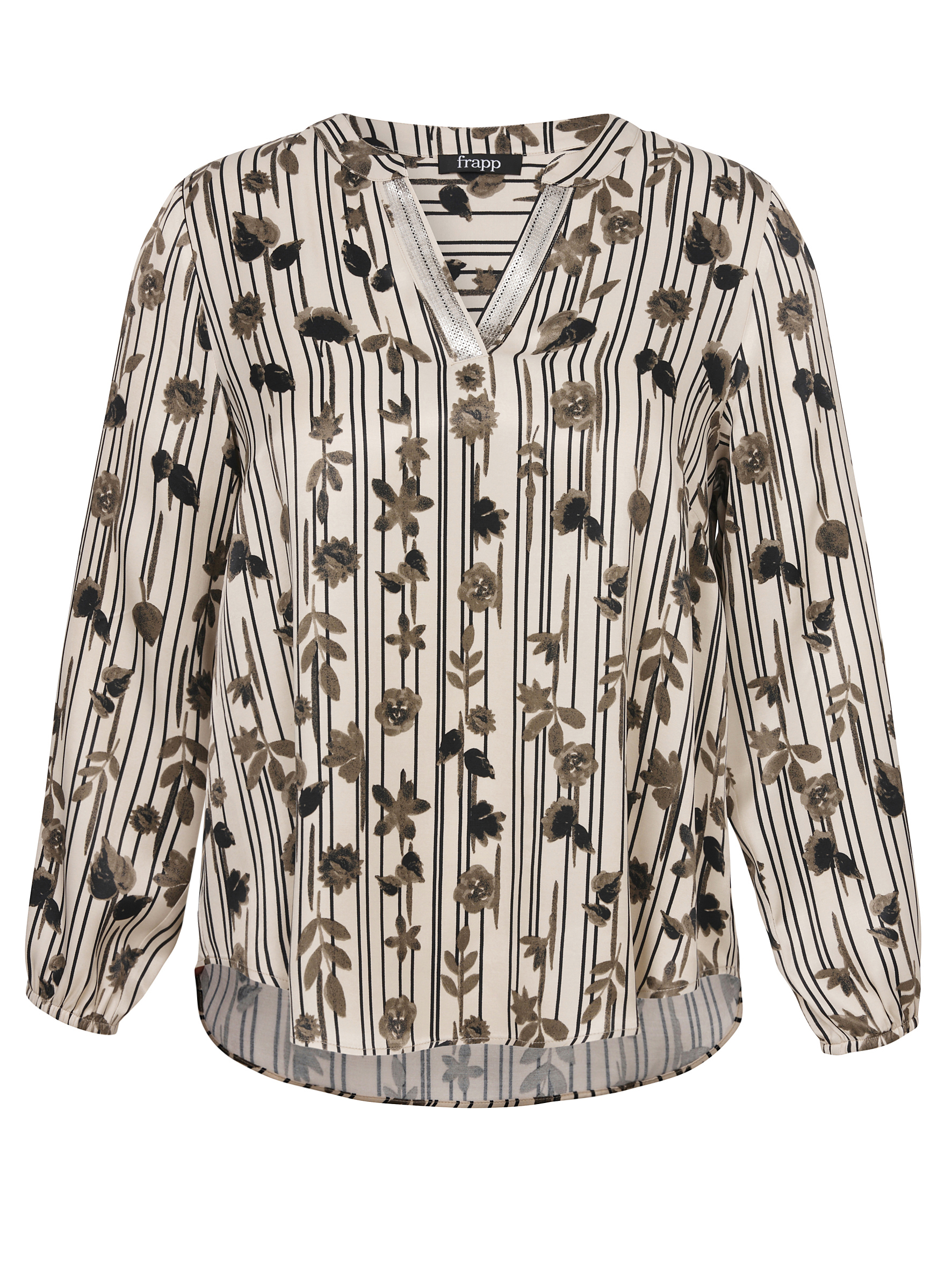 Bluse V-Ausschnitt 1/1 Arm Druck
