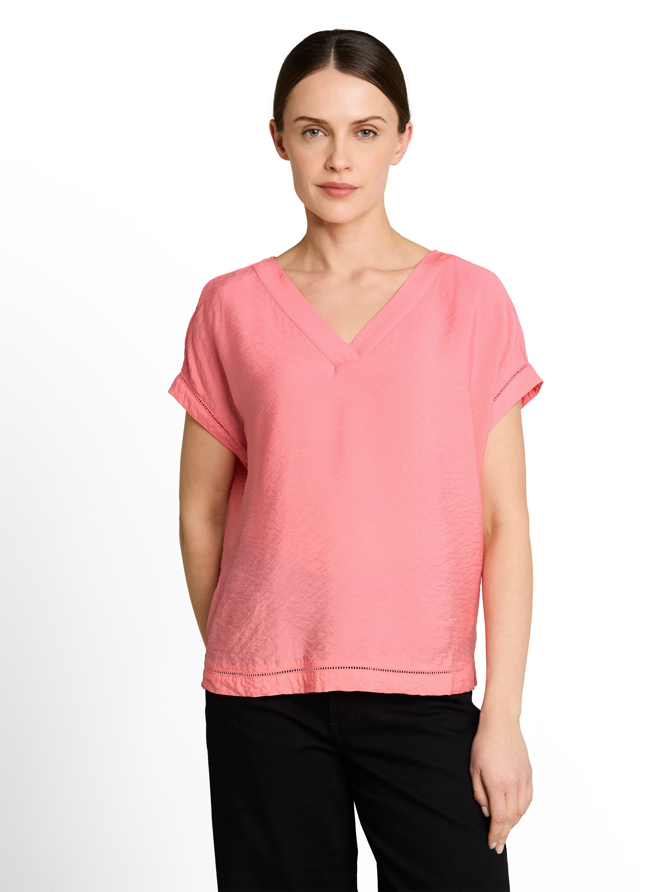 Loose Fit Bluse mit V-Ausschnitt