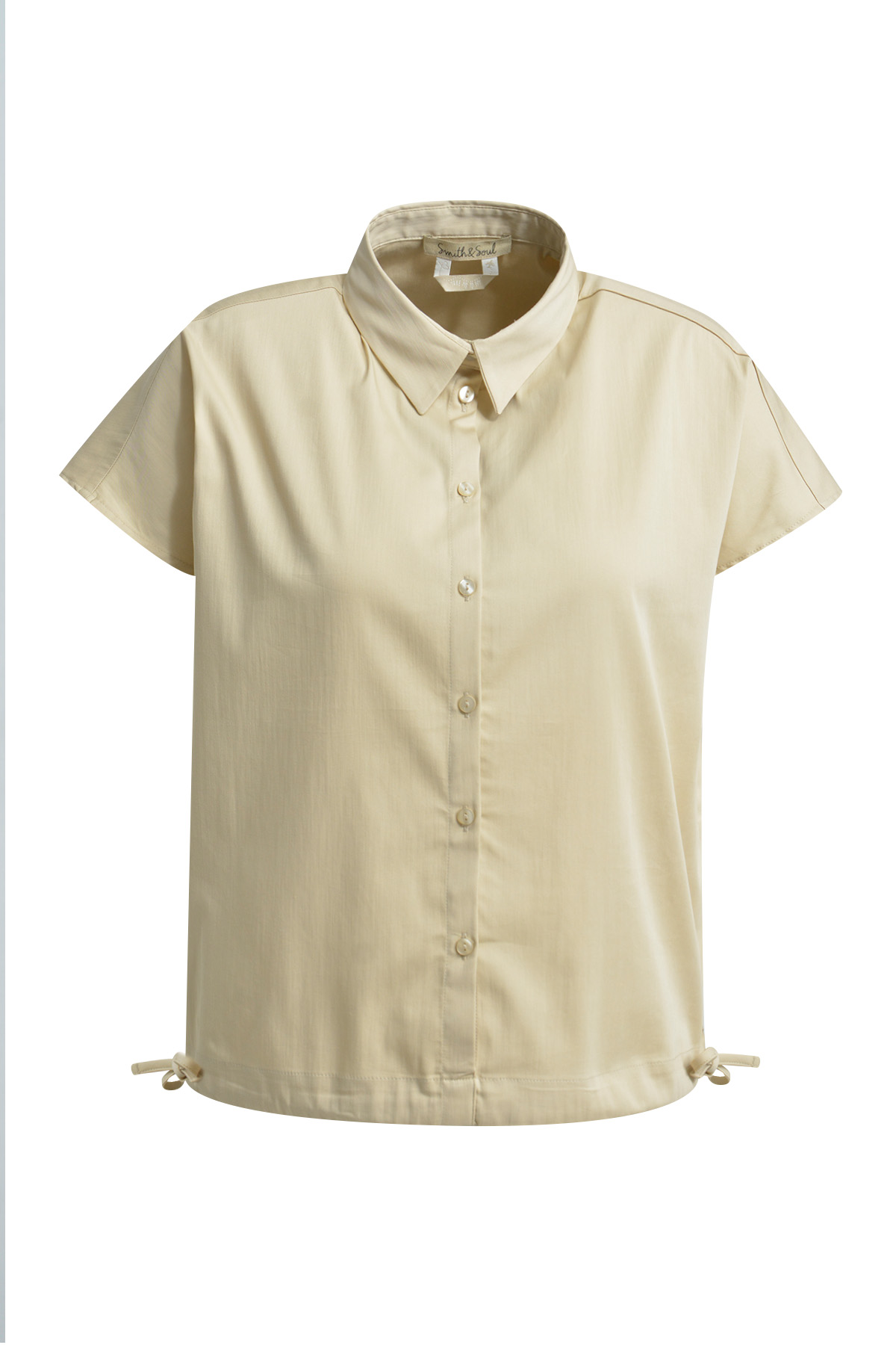 Dropped Shoulder Drawstring Hem Blouse