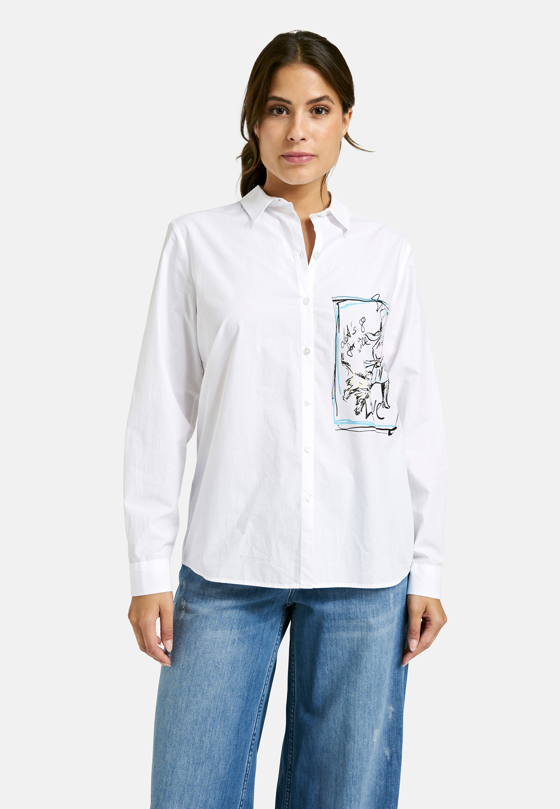 shirt blouse w/ front print 1/1 sleeve